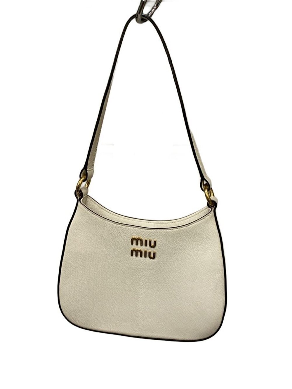 Miu Miu Madras Plate Shoulder Bag Leather White